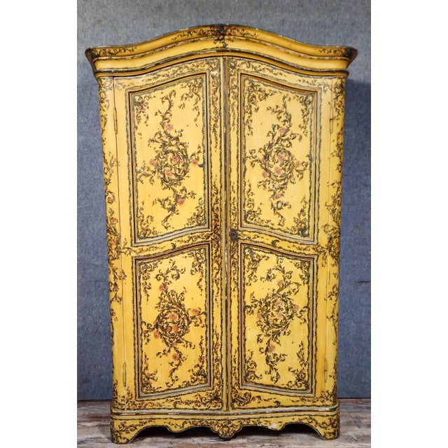 Late 19th Century Curved Armoire with Floral Decoration For Sale - Image 9 of 9