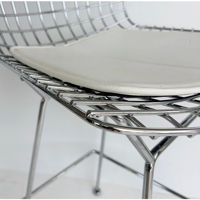 Harry Bertoia Knoll Wire Bar Stool With Leather Seat Pad For Sale - Image 9 of 13