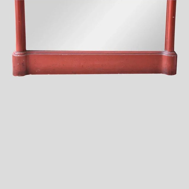 1940s Red Lacquered Arc Mirror, 1940s For Sale - Image 5 of 8