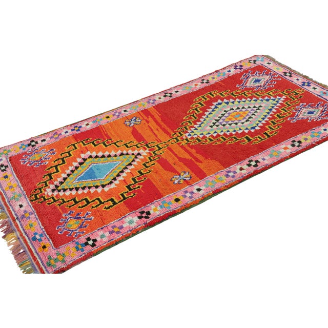 Rug & Kilim Vintage Moroccan Runner Rug in Red With Colorful Medallions | Rug & Kilim For Sale - Image 4 of 7