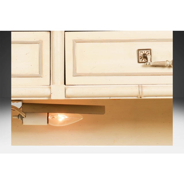 Off-white Hollywood Regency Vintage Henry Link Faux Bamboo Desk Hutch For Sale - Image 8 of 13