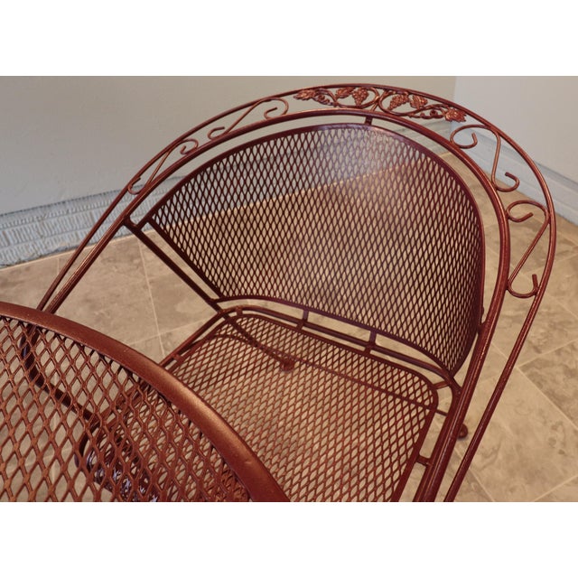 Mid-Century Russell Woodard Grapevine Wrought Iron Patio Dining Set, 5 Pieces, C. 1950s, Attributed For Sale - Image 14 of 16