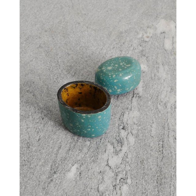 1940s Swedish Mid-Century Turquoise Ceramic Box by Hans Hedberg, 1940s For Sale - Image 5 of 7