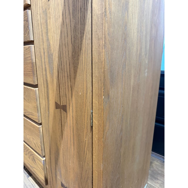 Rare Russell Wright for Conant Ball Mid Century Modern Oak Tallboy Chest / Gentleman’s Dresser For Sale - Image 12 of 12