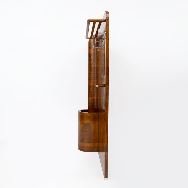 Art Deco Italian Walnut Entry Hall Stand with Integrated Umbrella Holder, 1930 For Sale - Image 4 of 10