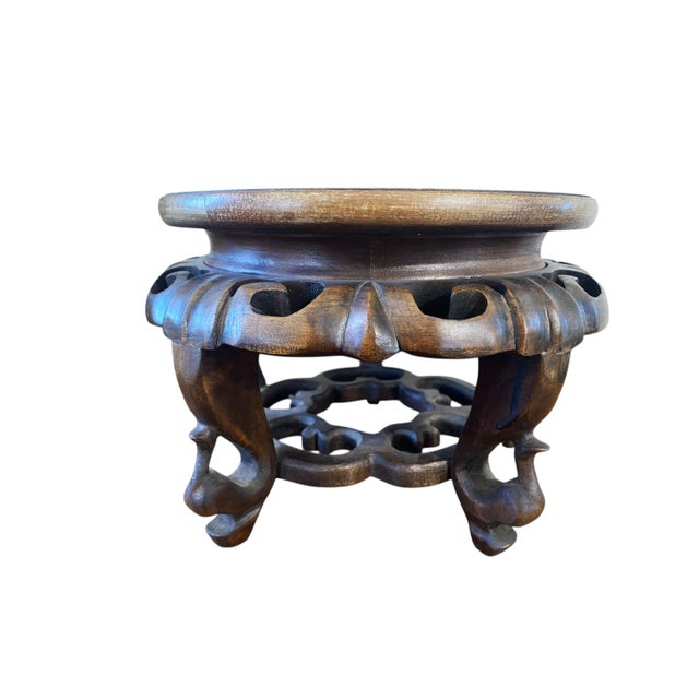 Vintage Chinese Rosewood Pedestal Plant/Vase Stand 9.5" D For Sale In New York - Image 6 of 6