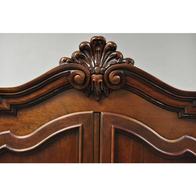 Late 20th Century Furniture Cardella Cherry Wood Bombe Armoire Wardrobe Dresser Tv Cabinet For Sale - Image 10 of 18