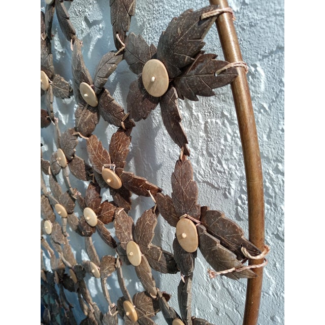 Boho Chic Large Coconut Shell Circular Star Design Wall Art by Palecek For Sale - Image 3 of 8