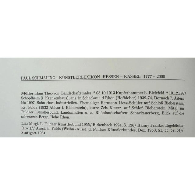 Möller Theo, Rhön, Fulda, Milseburg, 1950s, Oil on Cardboard For Sale - Image 7 of 13