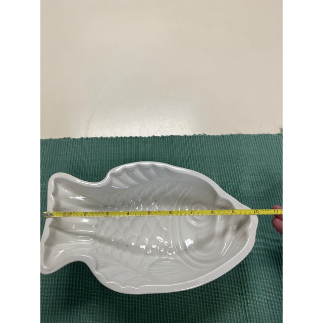 Ceramic 1960s Societe Ceramique Maestricht Early White Ceramic Fish Mold Holland For Sale - Image 7 of 10