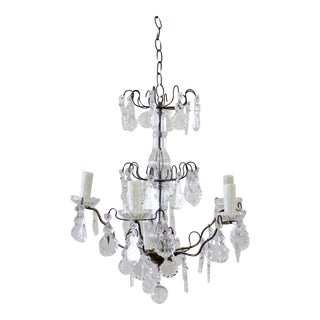 Small French Bronze Style Chandelier With Crystals For Sale