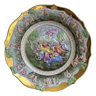 Mid-20th Century Italian Capodimonte Decorative Porcelain Plate For Sale