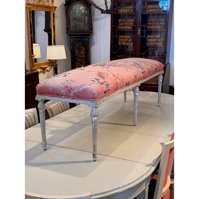 Louis XVI 19th Century Painted Banquette For Sale - Image 4 of 8