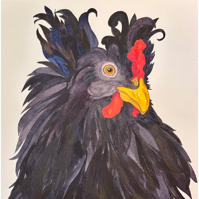 Illustration Original Watercolor Illustration on Paper “Little Black Snapdragon” Framed For Sale - Image 3 of 12
