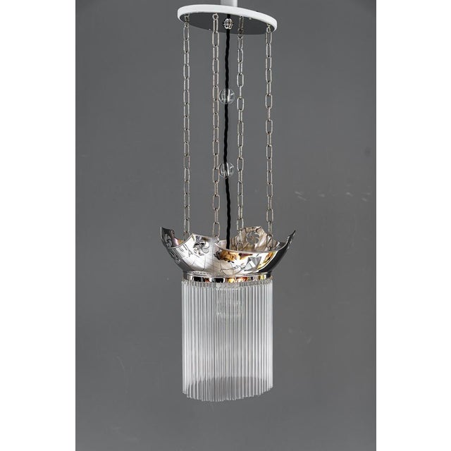 Art Deco Nickel-Plated Pendants with Glass Sticks, 1920s, Set of 3 For Sale - Image 13 of 18