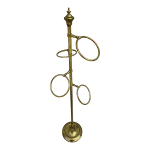 Vintage Freestanding Brass Four Ring Towel or Scarf Rack