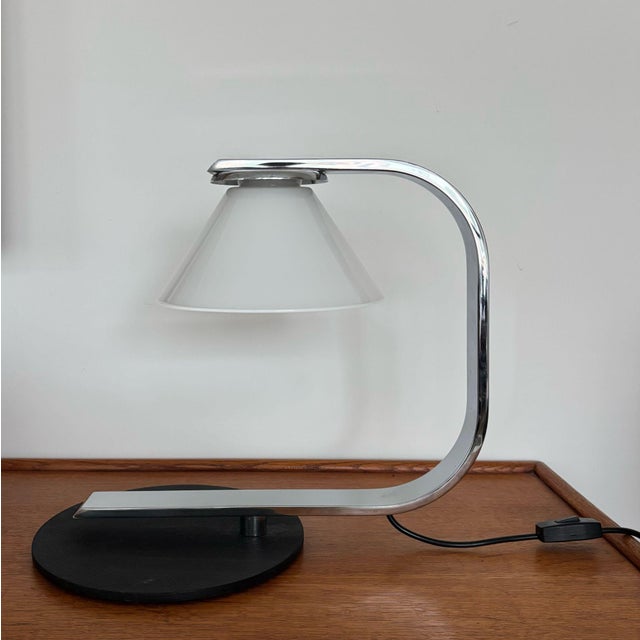 Vintage Table or Desk Lamp in Metal and Glass, 1970s For Sale - Image 6 of 12