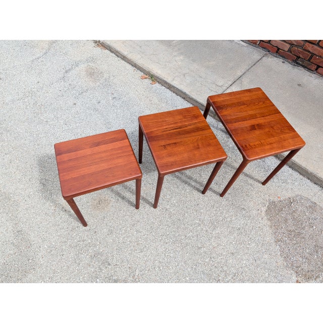 1960s Danish Teak Nesting Tables - Set of 3 For Sale - Image 10 of 11