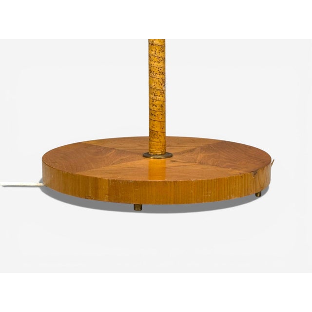 Corona Belysning, Floor Lamp, Wood, Brass, Fabric, Sweden, 1940s For Sale - Image 16 of 18