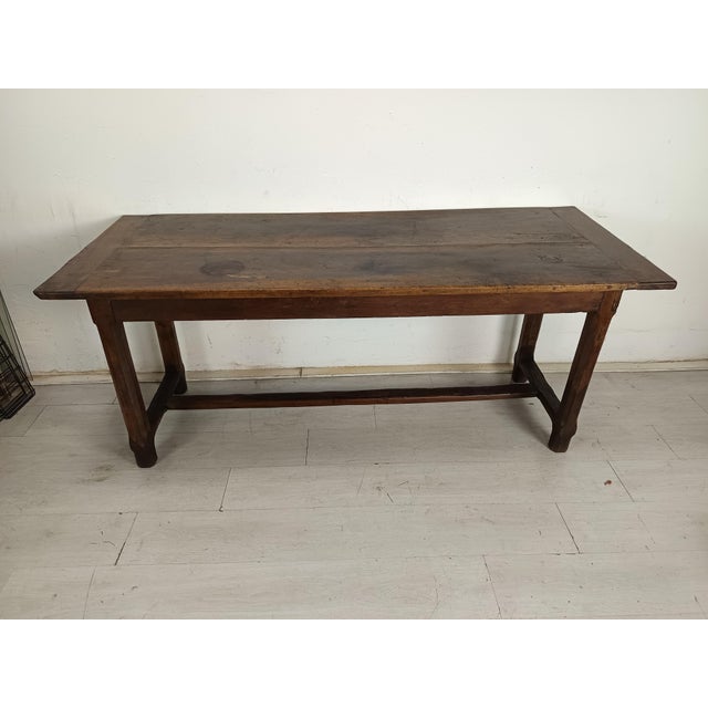 Brown Oak and Walnut Farmhouse Table For Sale - Image 8 of 18