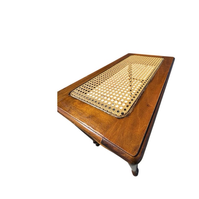 Antique Victorian Pre-1930 Caned Bench Woven Cane Seat Piano Hall Bench Wood For Sale - Image 16 of 18