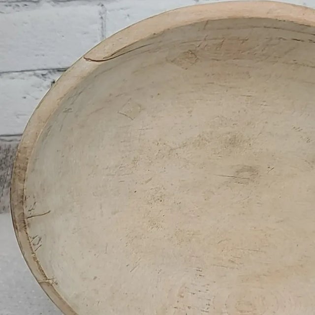 Ecru Mid-Century Modern Wooden Large Hand Carved Dough/Salad Bowl For Sale - Image 8 of 12