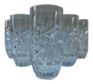 Vintage Cut Crystal Sunburst Designed Highballs - Set of 6