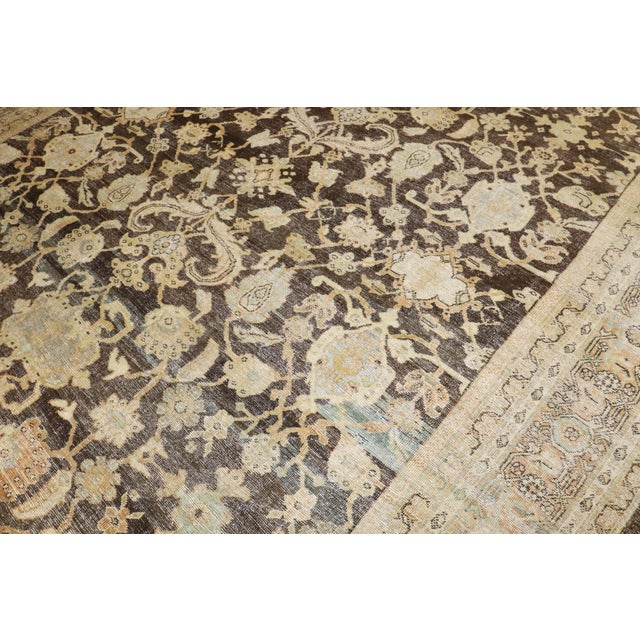 Antique Zabihi Collection Persian Mahal Brown Rug - 10'7" x 17'3" For Sale - Image 9 of 11