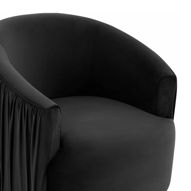 London Black Pleated Velvet Swivel Chair Chairish