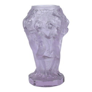1930s Art Déco Czech Translucent Pinkish Art Glass Small Vase Decorated With Nude Figures From the 'Ingrid' Collection by Curt Schlevogt