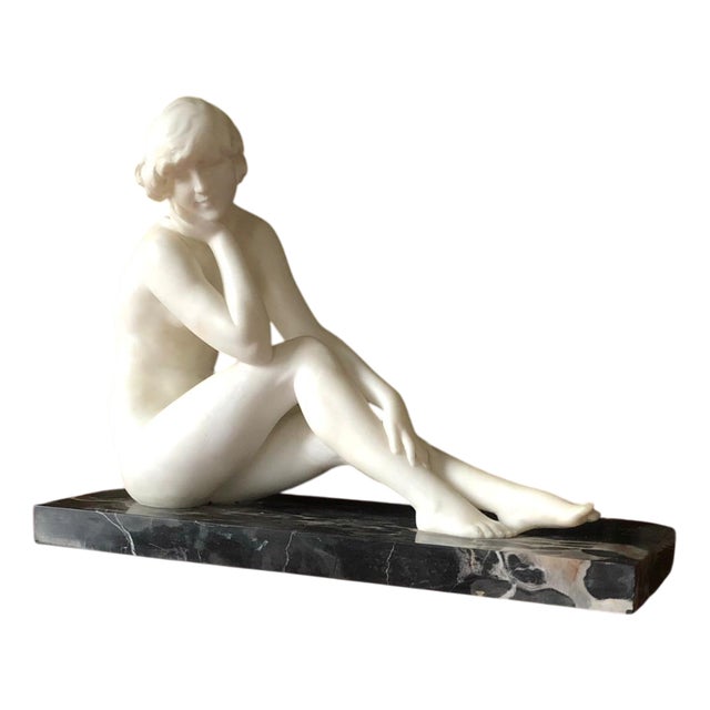 Morelli, Art Deco Figurative Sculpture, 1920, Carrara Marble For Sale