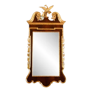 American Chippendale Federal Mahogany and Parcel Gilt Constitution Mirror With Ho Ho Bird Crest