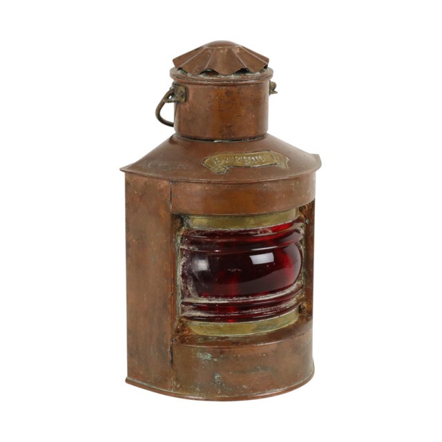 Industrial Small DHR Port-Side Maritime Ships Lamp in Copper For Sale - Image 3 of 17