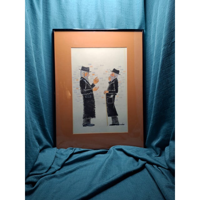 Illustration 1990s Matched Pair Stuart Warshaw Signed Judaica Illustration Direct Artist Provenance For Sale - Image 3 of 14
