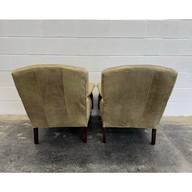 Animal Skin George Smith Edwardian Style Tufted Leather Chairs For Sale - Image 7 of 7