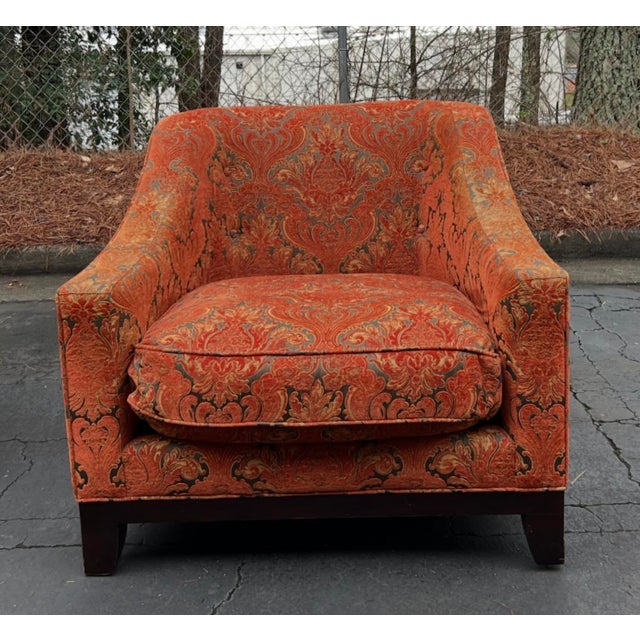 Baker Furniture Company 20th-C. Art Deco Style Club Chairs in Paisley by Baker Furniture - Pair For Sale - Image 4 of 6