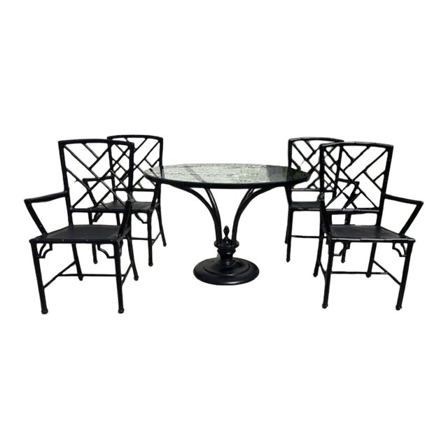 Vintage Restored Chinoiserie Patio Dining Set by Meadowcraft For Sale