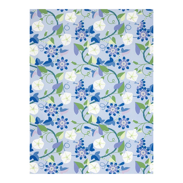 Sample - The House of Scalamandré Morning Glory Fabric, Cornflower For Sale