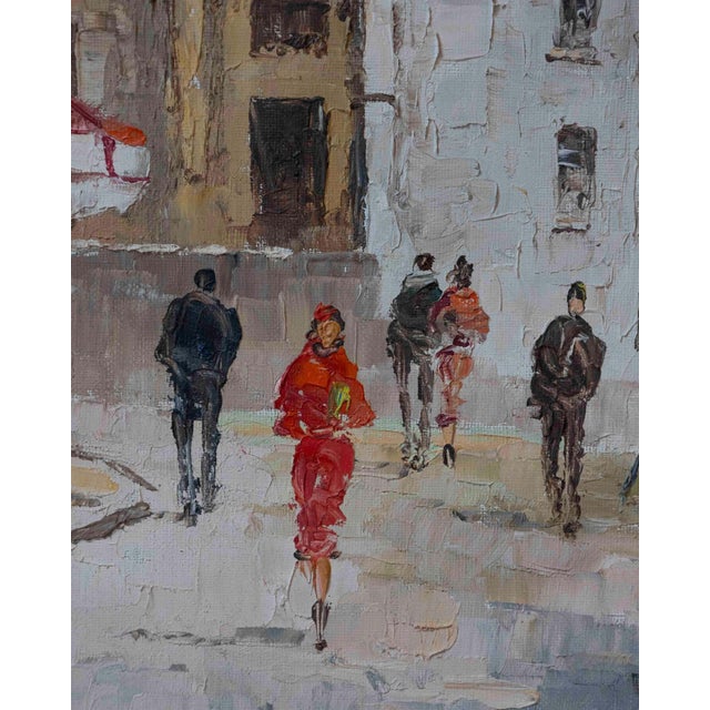 Gray Mid-20th Century French “Montmartre, Place du Tertre” Oil on Canvas, Sacré-Cœur For Sale - Image 8 of 8