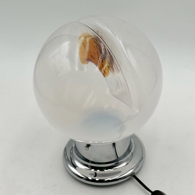 Table Lamp in Glass and Chrome Metal with Orange Accents, 1970s For Sale - Image 9 of 11