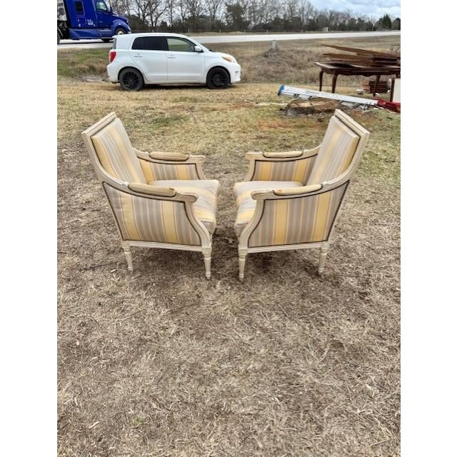 Large 19th Century Velvet French Louis XVI Bergere or Armchairs - A Pair For Sale - Image 12 of 15