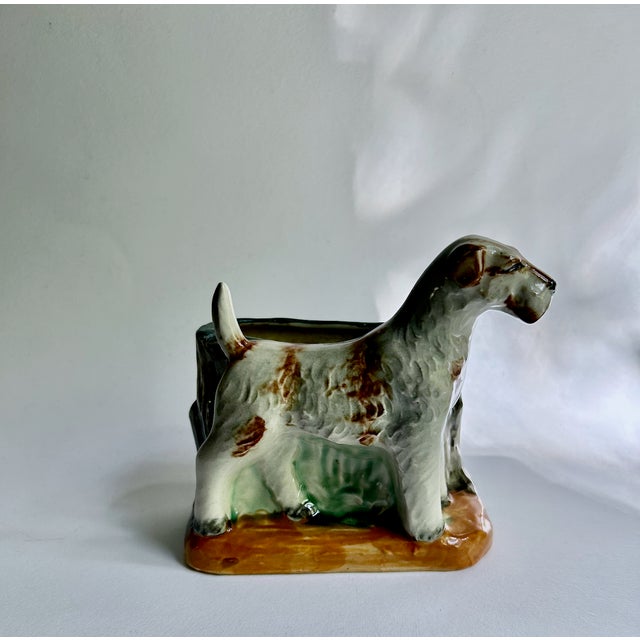 Mid 20th Century 1950's Wire Hair Fox Terrier Dog Ceramic Vase, Planter For Sale - Image 5 of 17