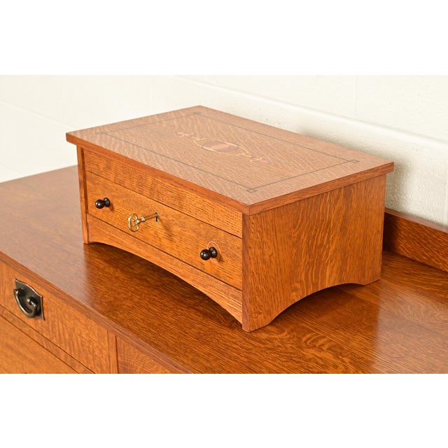 Stickley Harvey Ellis Collection Mission Arts & Crafts Inlaid Oak Jewelry Box For Sale - Image 15 of 15