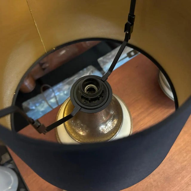 Metal Two 1970s Mid-Century Modern Brass and Ivory Lacquered Metal Italian Table Lamps For Sale - Image 7 of 10