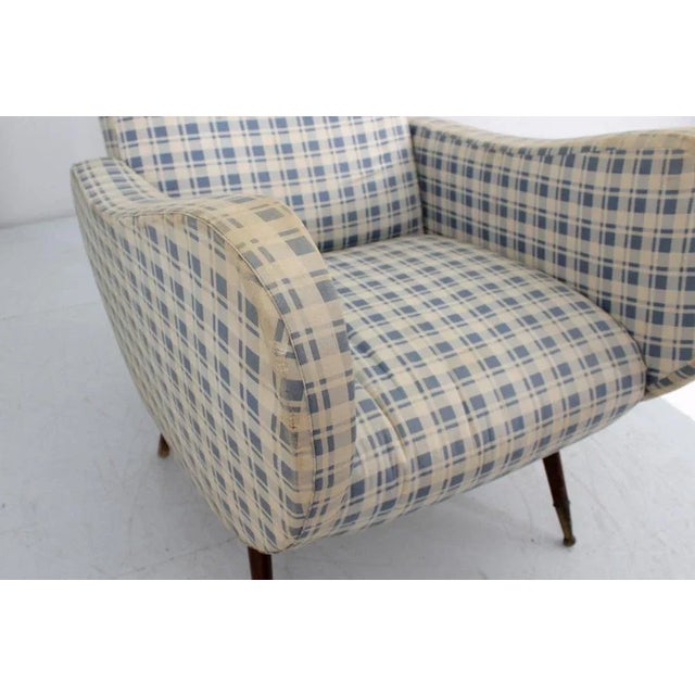 Mid-Century Wood and Fabric Armchair in the style of Marco Zanuso, Italy, 1950s For Sale - Image 10 of 13