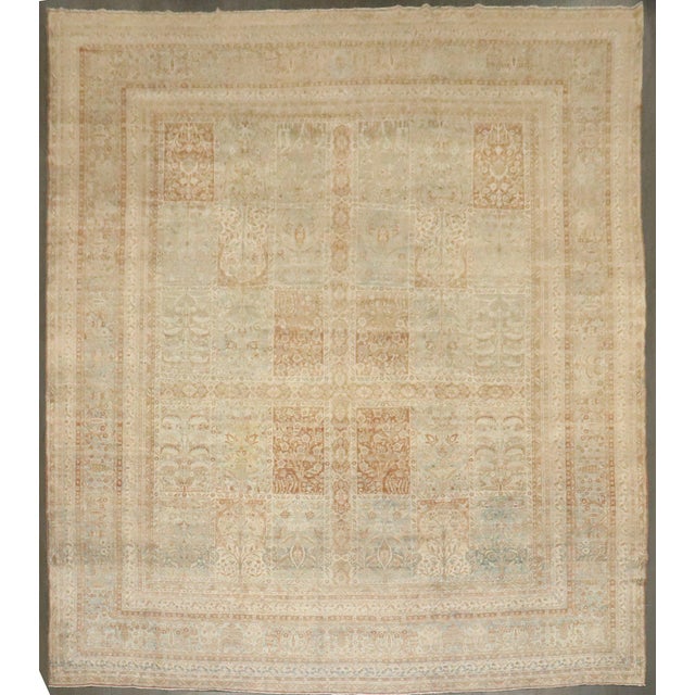 Antique Zabihi Collection Stunning Garden Design Persian Kerman Carpet For Sale - Image 12 of 12