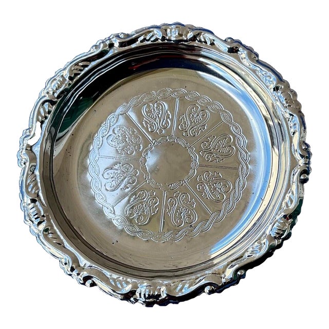 Vintage Silver-Plated Ep on Steel Coaster or Trinket Dish For Sale