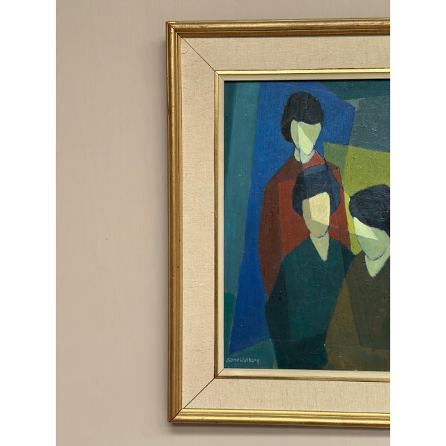 Original Swedish Oil on Panel – “Figure Composition” by Sune Walberg – Signed – Framed – 56 × 45 cm (22" × 17.7") Image 39...