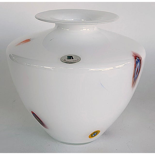 Mid-Century Modern Mid 20th Century Maestri Vetrai Murano Glass Hand-Blown Vase, Italy With Labels For Sale - Image 3 of 8