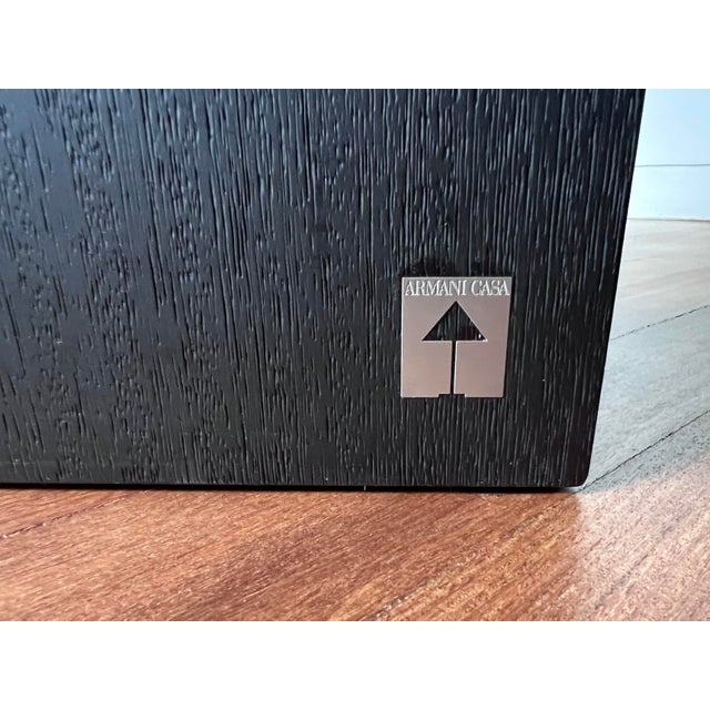 Armani Casa 63" Round Dining Table – Black Cerused Oak Pedestal – Italian Modern by Giorgio Armani For Sale In New York - Image 6 of 6